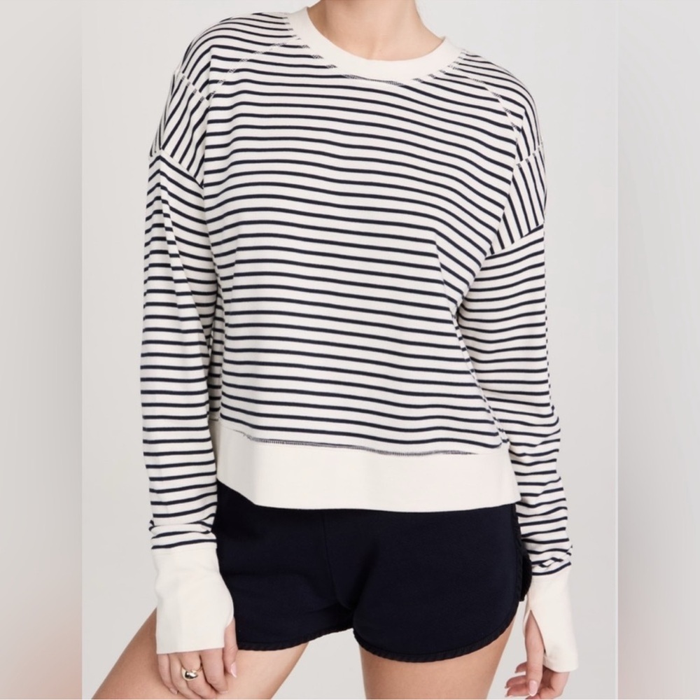 Sweaty Betty After Class cropped black and whites stripe sweatshirt Size 8 (M)